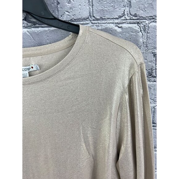 Chico's 4 US XXL Gray Shimmer Foil Touch of Cool Long Sleeve Layering Tee NWT - Picture 6 of 7